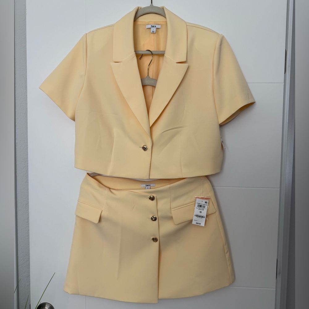 Bar III Butter Yellow Blazer and Mini Skirt Set